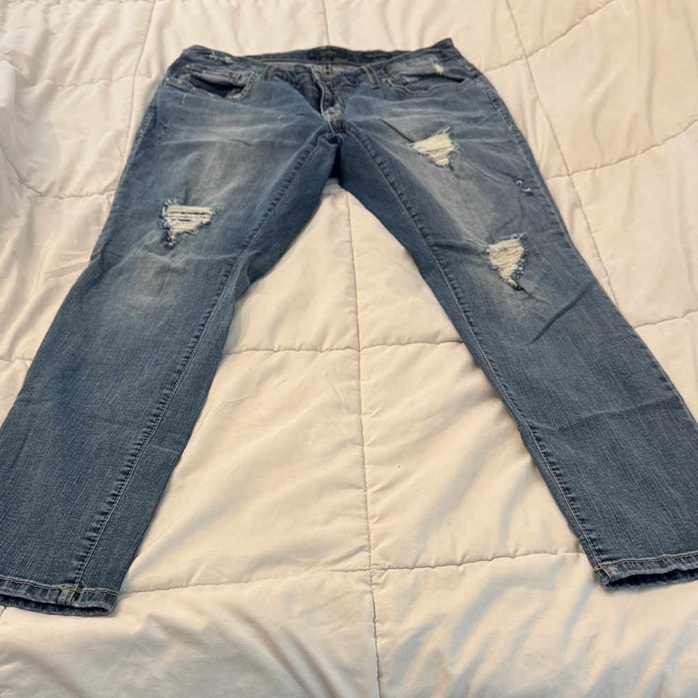 Distressed Blue Jeans